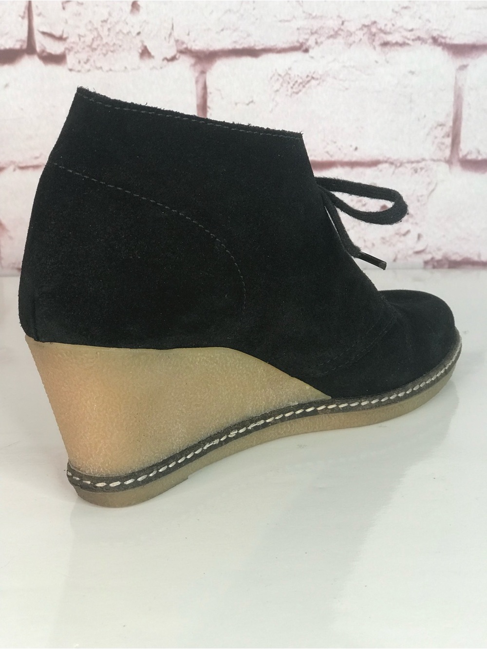 J CREW MacAlister Black Suede Rubber Wedge Ankle Boots Booties Size 8 - Picture 13 of 16